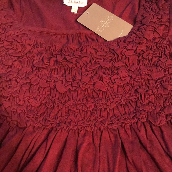 SOLD! Deletta Anthropologie NEW w/ tags top burgundy - Picture 3 of 4